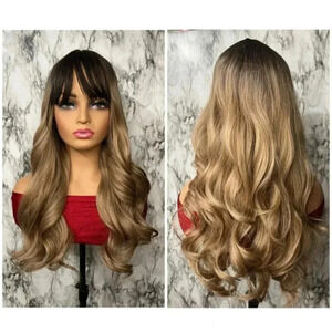 24 Inch Brown to Blonde Balayage wavy Hair Wig | Natural look